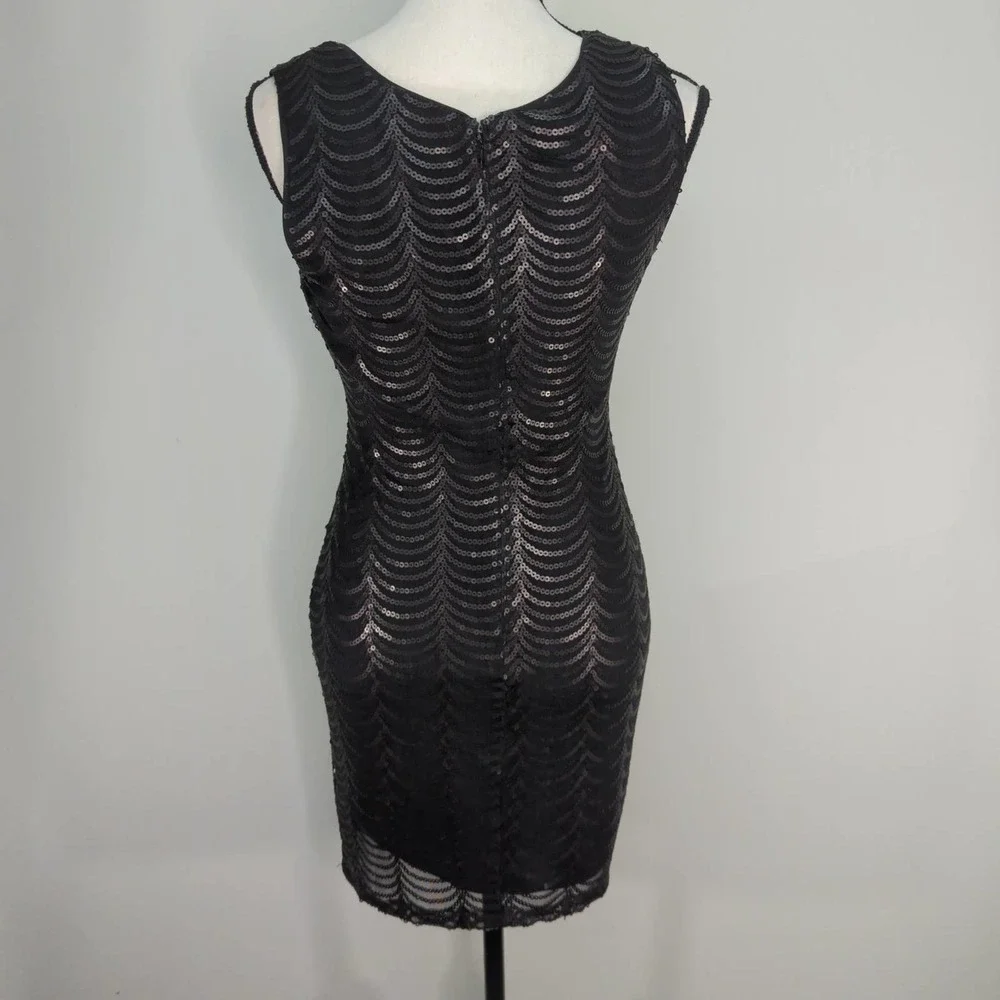 Esley Black Sequins Sleeveless Dress |‎ SMALL